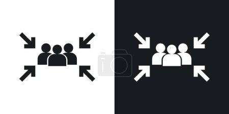Assembly Point Icon Set. Emergency fire meeting vector symbol in a black filled and outlined style. Safety Gather Sign.