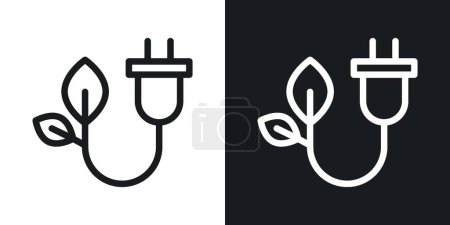 Ensemble d'icônes d'énergie alternative. Symbole vectoriel renouvelable et vert dans un style noir rempli et souligné. Signe d'avenir durable.