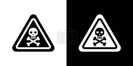 Ensemble d'icônes de signe toxique. Danger Mise en garde Poison Symbole vectoriel de substances chimiques dans un style noir rempli et souligné. Avertissement pour poison et produits chimiques dangereux signe.