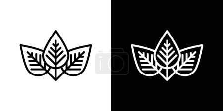Ensemble d'icônes feuilles de tabac. Plantez le symbole vectoriel des feuilles sèches dans un style noir rempli et souligné. Signe d'arôme rustique.