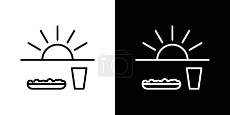 Sahur time icon set. ramadan breakfast vector symbol. fasting food line icon.