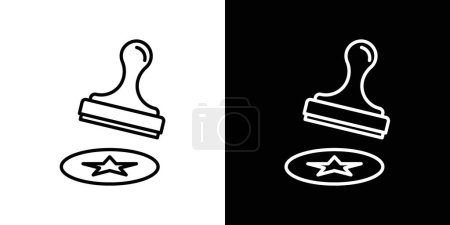 Illustration for Rubber Stamp Icon Set. Approval Seal Authority Vector Symbol in a Black Filled and Outlined Style. Certified and Secure Sign. - Royalty Free Image