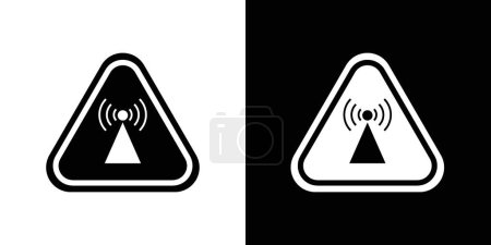 Illustration for Non ionizing radiation hazard sign. xray radiotherapy warning vector symbol. infrared rays zone caution icon. No ionising wave triangle yellow and black sign. - Royalty Free Image