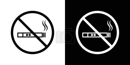 No Smoking Inclusive Electronic Cigarettes Sign Icon Set. Das Vektor-Symbol für das Verbot von Zigarettenrauch in einem schwarz gefüllten und umrissenen Stil. Zeichen für eine rauchfreie Zone.