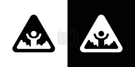 Mud warning sign icon set. Danger Caution for areas with mud and potential slipping hazards vector symbol in a black filled and outlined style. Mud hazard and safety warning sign.