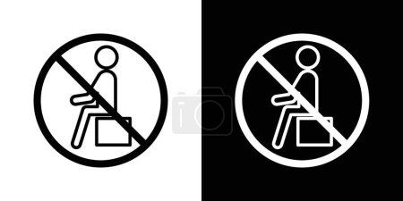 Setzen Sie sich kein Zeichen-Set. Sitzlehnen verbieten Vektor-Symbol in einem schwarz gefüllten und umrissenen Stil. Hinweisschild Sitzenbleiben.