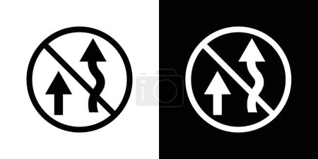 Ne pas dépasser panneau de signalisation Icône Set. Interdit La circulation automobile dépasse le symbole vectoriel dans un style noir rempli et esquissé. Passage du signe interdit.