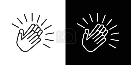 Conjunto de iconos de manos aplaudiendo. Felicidades y Salud Manos Aplaude símbolo vectorial en un negro lleno y delineado estilo. Alta señal de mano cinco.