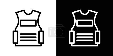 Conjunto de iconos de chaleco antibalas. protección militar chaqueta de seguridad símbolo vectorial. Policía, señal de chaleco antibalas del ejército. conjunto de iconos de chaqueta a prueba de balas de policía o guardia.