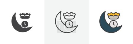 Ramadan iftar icon set. after fasting meal date vector symbol.