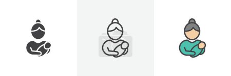 Postnatal care icon set. mother care child vectpor symbol. mom and childbirth healthcare supervision sign. childcare symbol.