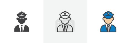 Police icon set. security guard vector symbol. Policeman officer pictogram.