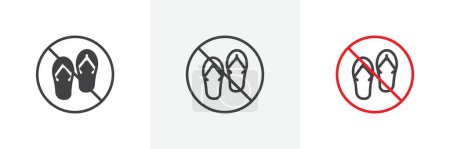 No sandals sign. slipper not allowed vector symbol. off your sandals warning sign. off your slipper symbol.