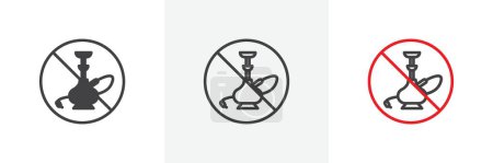 Pas de signe de narguilé. cesser de fumer des drogues hooka vecteur symbole. narguilé shisha icône interdite.