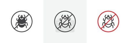 Un acarien dans le panneau d'interdiction. Pas de symbole de vecteur de tiques ou d'insectes insectes. icône de lutte antiparasitaire. signe anti désinfection. symbole sans pesticide.