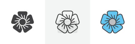 Illustration for Flax Flower Icon Set. Flaxseed Seed Linseed Vector Symbol in a Black Filled and Outlined Style. Natural florist Linen seed Sign. - Royalty Free Image
