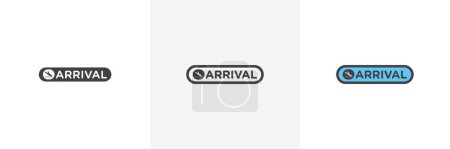 Illustration for Airport Arrival Sign Icon Set. International plane travel vector symbol in a black filled and outlined style. Sky Plane Departure and transfer Sign. - Royalty Free Image