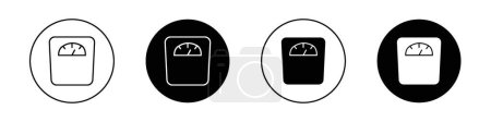 Conjunto de iconos de escala. símbolo vectorial de la máquina de pesaje en negro lleno y delineado estilo.