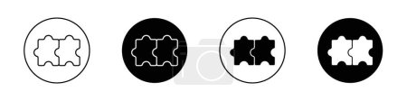 Puzzle piece icon set. logic solution vector symbol. join game part sign. combination match piece icon in black filled and outlined style.
