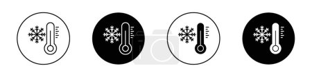 Low Temperature icon set. temperature low or down thermometer vector symbol. cold or cool temperature sign in black filled and outlined style.