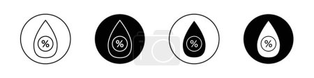 Feuchtigkeitssymbole gesetzt. Wasser Prozentsatz Vektor-Symbol. Piktogramm der Luftfeuchtigkeit zu Hause. Zeichen der Luftfeuchtigkeit.