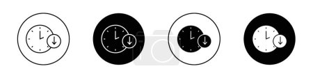 Tiempo de inactividad conjunto de iconos. menos tiempo vector símbolo. reducir o disminuir el tiempo de trabajo o la operación signo. ahorrar tiempo icono.