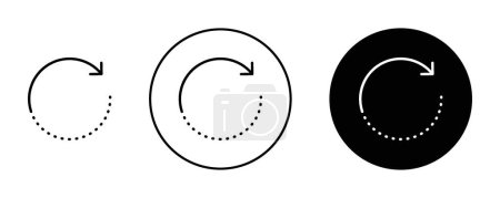 Gire el conjunto de iconos derecho. refrescar, recargar, reiniciar, restablecer o recuperar símbolo de vector de botón. signo de flecha de reintento en negro lleno y delineado estilo.