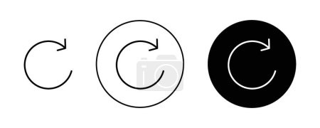 Rehacer conjunto de iconos. refrescar, reiniciar o recargar símbolo vectorial. recuperar o restablecer botón. signo de revisión en negro lleno y delineado estilo.