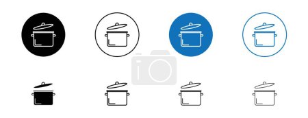 Pot icon set. food cooking asian clay pot vector symbol. kitchenware utensil pot icon in filled and outlined style.