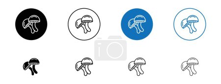Ensemble d'icônes de champignons. symbole vecteur de champignon shiitake simple. signe de champignons en noir rempli et délimité style.