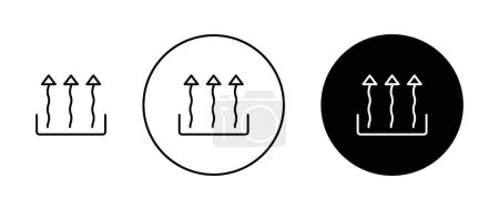 Heat icon set. heat steam vector symbol. thermal warm smell sign. fire smoke icon in black filled and outlined style.