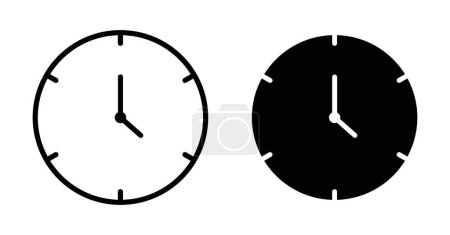 Ensemble de neuf icônes. Symbole vectoriel de 9 h ou de 9 h en noir rempli et souligné.