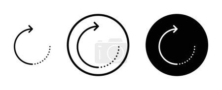 Gire el conjunto de iconos derecho. refrescar, recargar, reiniciar, restablecer o recuperar símbolo de vector de botón. signo de flecha de reintento en negro lleno y delineado estilo.