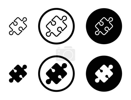 Puzzle conjunto de iconos pieza. solución lógica vector símbolo. unirse juego parte signo. combinación de icono de la pieza del partido en negro lleno y delineado estilo.