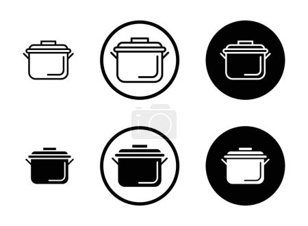 Pot icon set. food cooking asian clay pot vector symbol. kitchenware utensil pot icon in filled and outlined style.