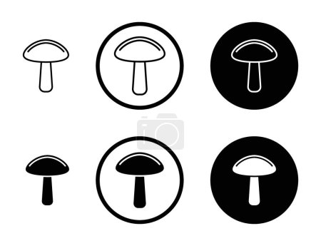 Ensemble d'icônes de champignons. symbole vecteur de champignon shiitake simple. signe de champignons en noir rempli et délimité style.