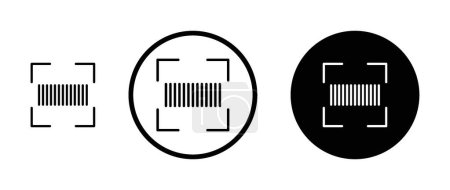 Barcode-Lesesymbole gesetzt. Barcode-Vektorsymbol scannen. sku Zeichen im schwarz gefüllten und umrissenen Stil.