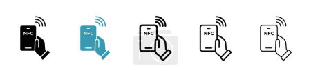 NFC communication icon set. smartphone contactless nfc payment vector symbol. nfc technology payment sign.