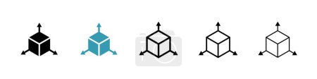 Bim icon set. 3d model vector symbol. building dimension square cube sign.