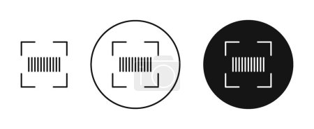 Barcode read icon set. scan bar code vector symbol. sku sign in black filled and outlined style.