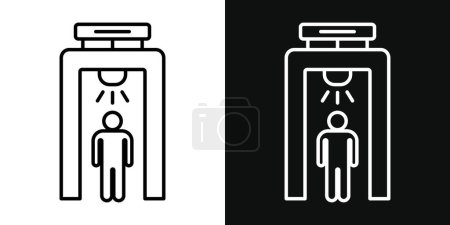 Metal detector icon set. airport body scanner vector symbol. mall gate security check machine sign in black filled and outlined style.