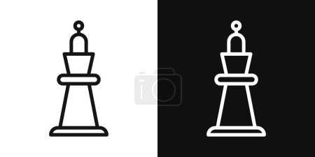 Juego de iconos de reina de ajedrez. ajedrez corona pieza vector símbolo. signo de juego de ajedrez. Icono de estrategia de negocio en estilo negro lleno y esbozado.
