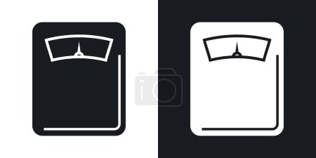 Conjunto de iconos de escala. símbolo vectorial de la máquina de pesaje en negro lleno y delineado estilo.