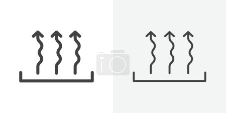 Heat icon set. heat steam vector symbol. thermal warm smell sign. fire smoke icon in black filled and outlined style.