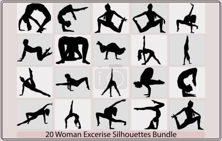 Ilustración de Mujer haciendo ejercicio silueta, Mujer haciendo ejercicio silueta paquete, Mujer haciendo ejercicio ilustración, Mujer haciendo ejercicio vector, - Imagen libre de derechos