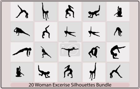 Ilustración de Mujer haciendo ejercicio silueta, Mujer haciendo ejercicio silueta paquete, Mujer haciendo ejercicio ilustración, Mujer haciendo ejercicio vector, - Imagen libre de derechos