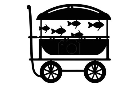 Illustration for Fishing cart icon vector logo, Trolley icon, River fising trolley silhouette. - Royalty Free Image