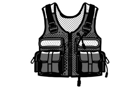 Illustration for River Fishing vest vector, fishing vest silhouette , vest icon - Royalty Free Image