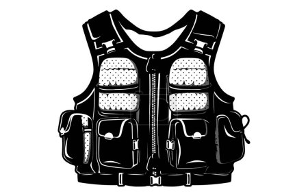 Illustration for River Fishing vest vector, fishing vest silhouette , vest icon - Royalty Free Image