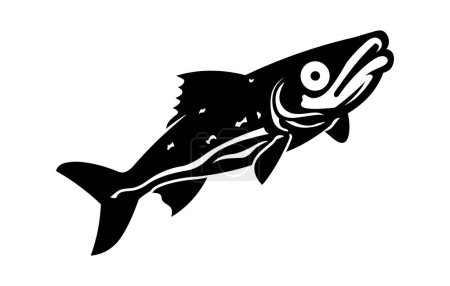 Téléchargez les illustrations : Poisson d'aiglefin. Poisson Haddock Illustration vectorielle dessinée à la main, silhouette River Haddock FIsh - en licence libre de droit